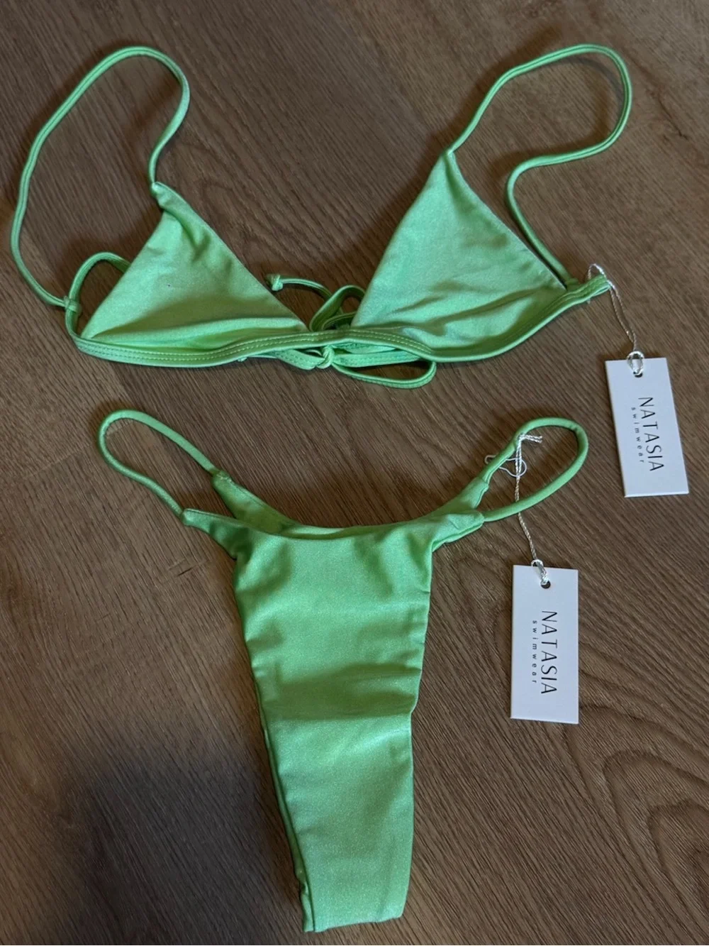NWT Natasia Swim “LLEO” Lime Green Triangle Bikini Set